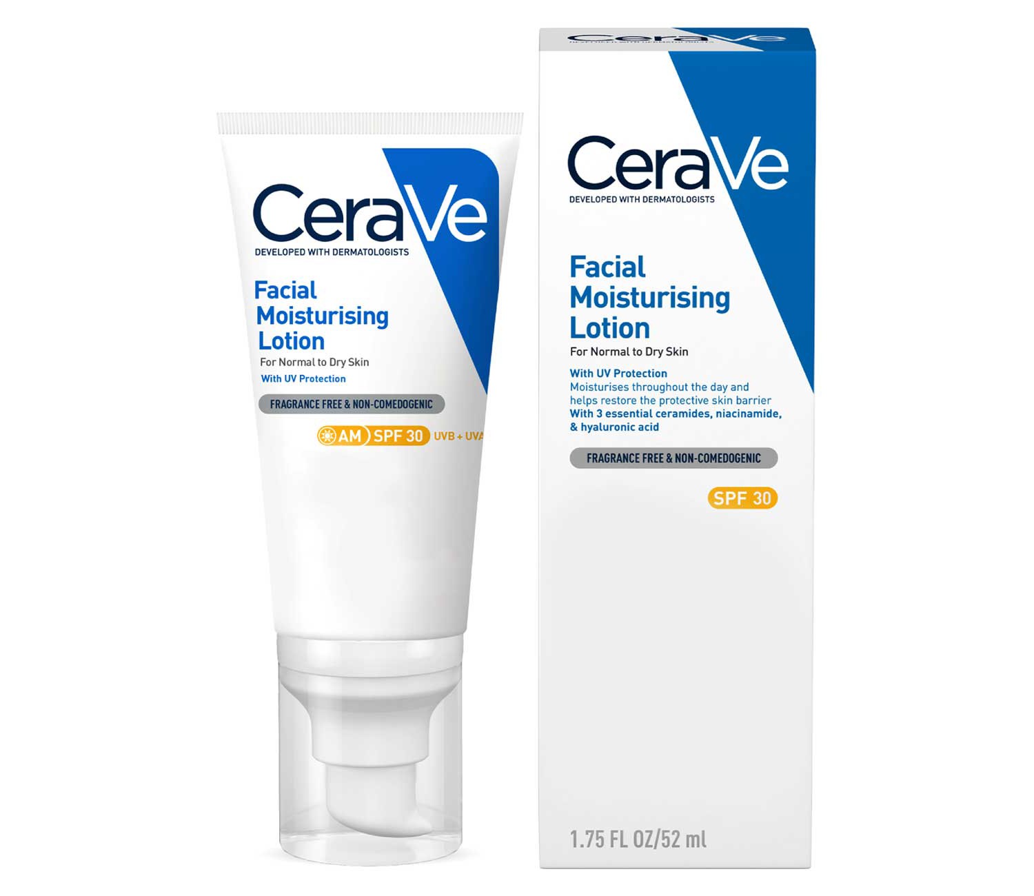 CeraVe AM Facial Moisturising Lotion SPF30 with UV Protection and 3 essential Ceramides for Normal to Dry Skin 52ml