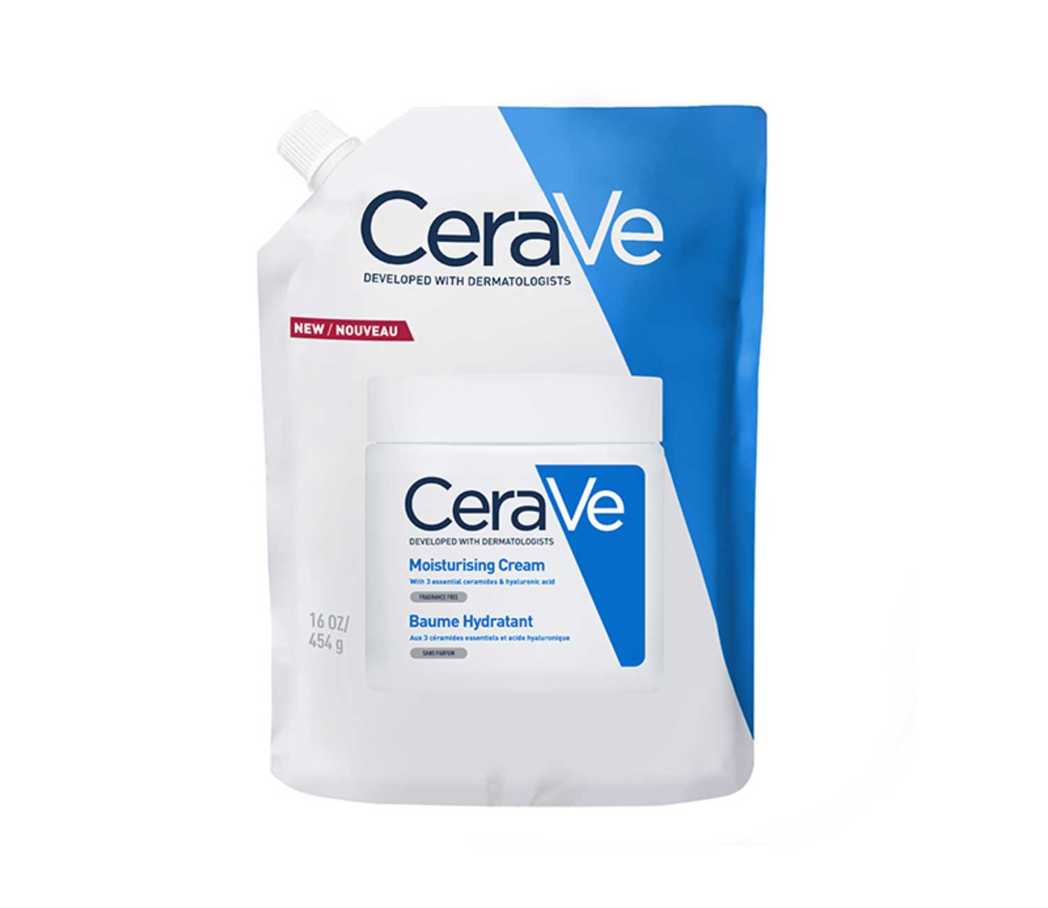 CeraVe Moisturising Cream Refill Pouch with Hyaluronic Acid & Ceramides for Dry to Very Dry Skin 473ml