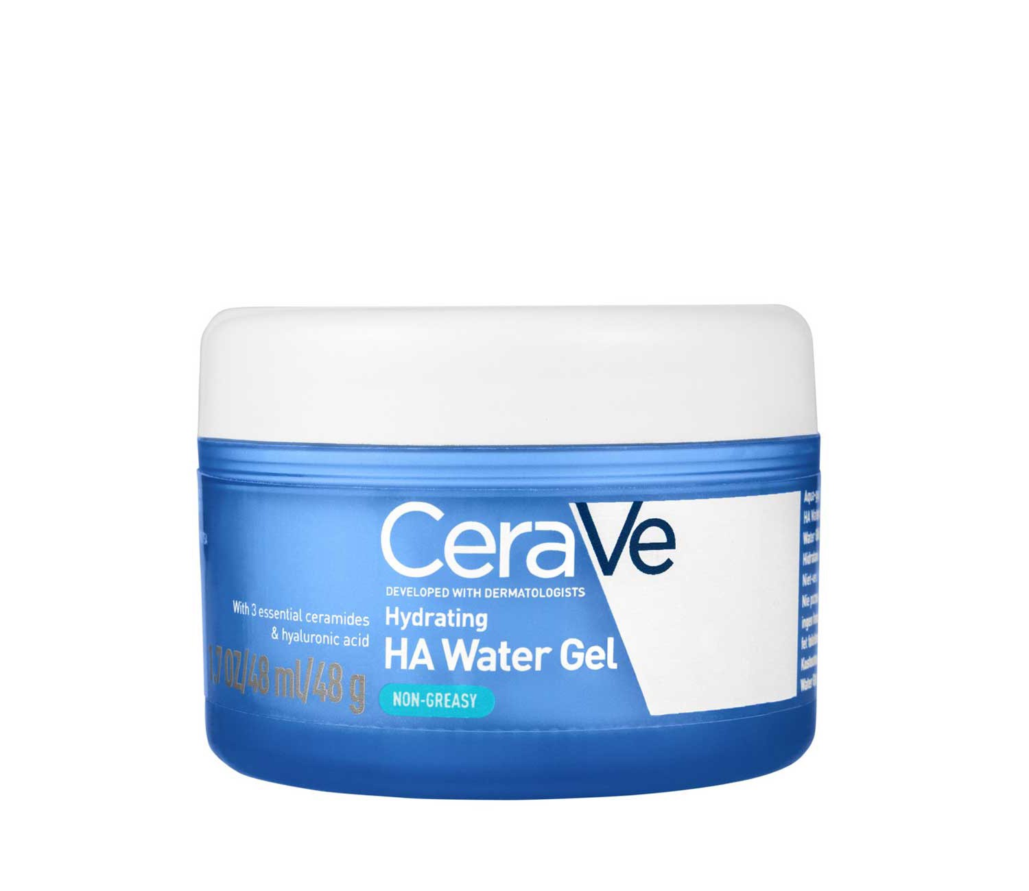 CeraVe Dry-Touch HA Water Gel Moisturiser with Hyaluronic Acid, Niacinamide & 72 Hour Hydration, 48g
