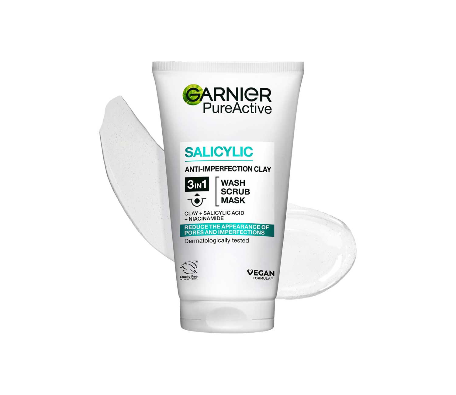 Garnier Pure Active 3in1 Anti-Imperfection Clay Mask-Wash-Scrub Wash For Oily Skin 150ml