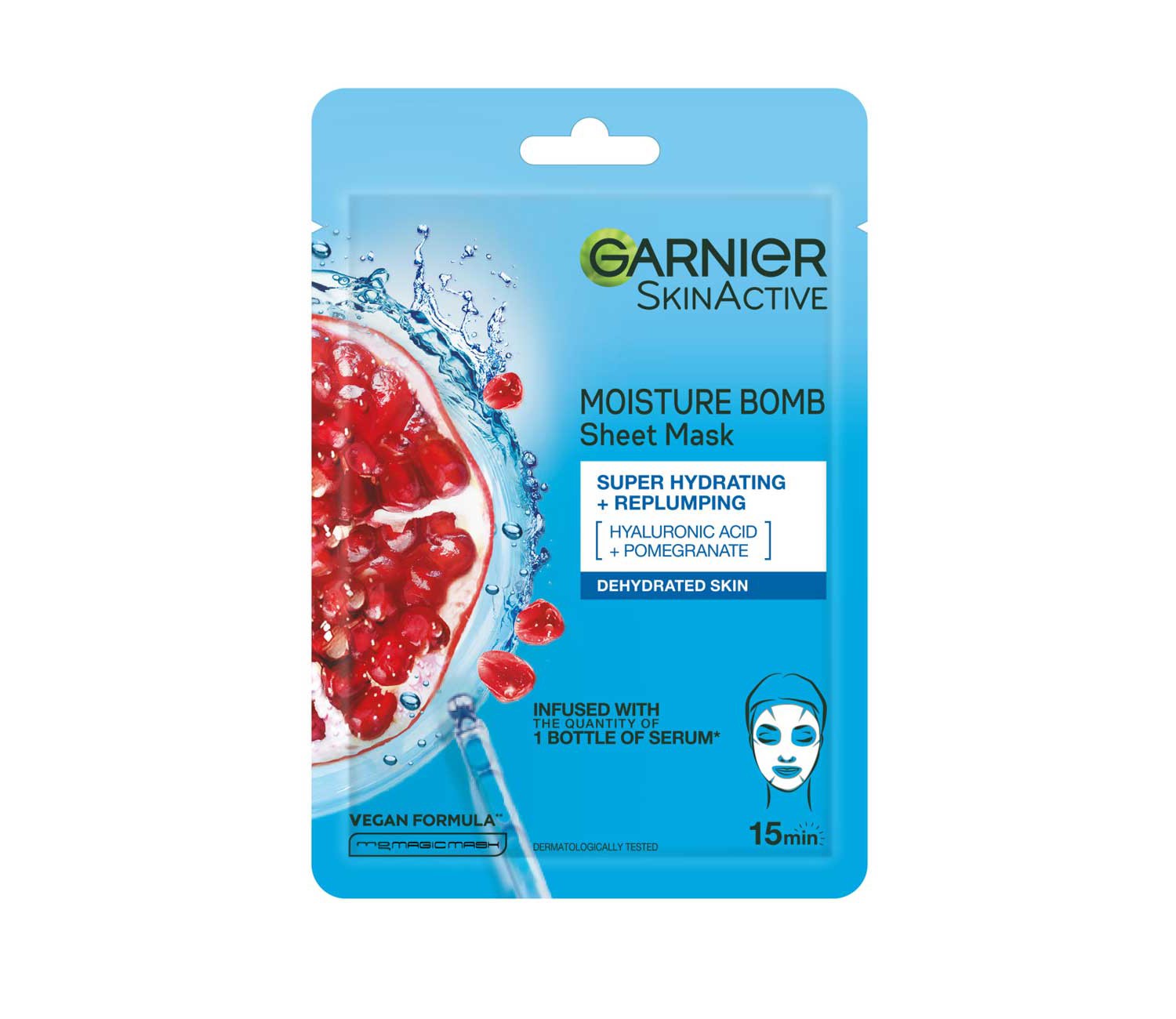 Garnier Moisture Bomb Pomegranate And Hyaluronic Acid Sheet Mask Hydrating & Replumping 28g
