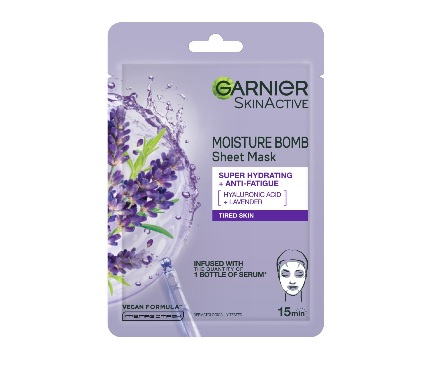 Garnier Moisture Bomb Lavender And Hyaluronic Acid Sheet Mask Hydrating & Relaxing Face Mask