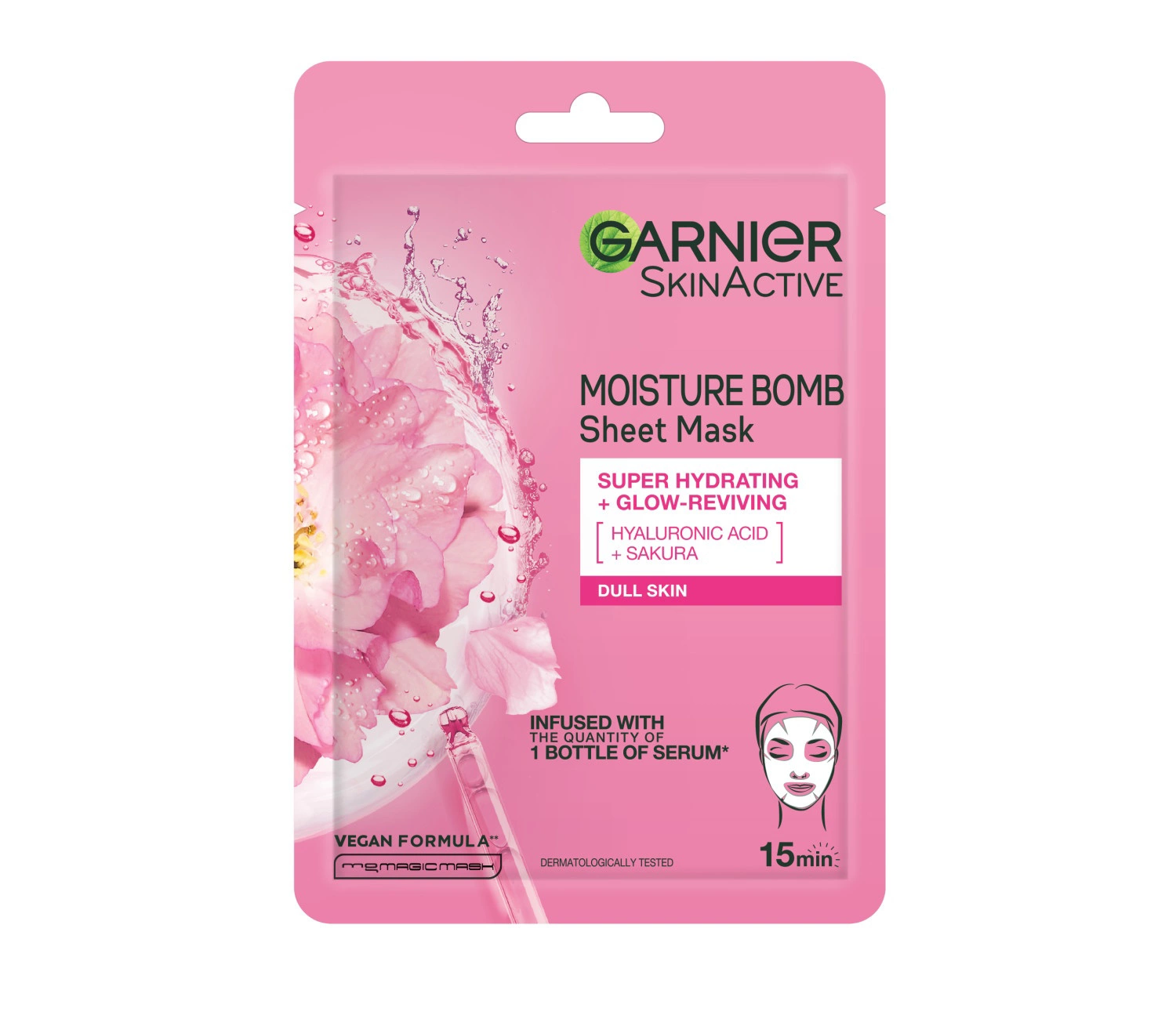 Garnier Moisture Bomb Sakura And Hyaluronic Acid Face Sheet Mask Hydrating & Glow Reviving