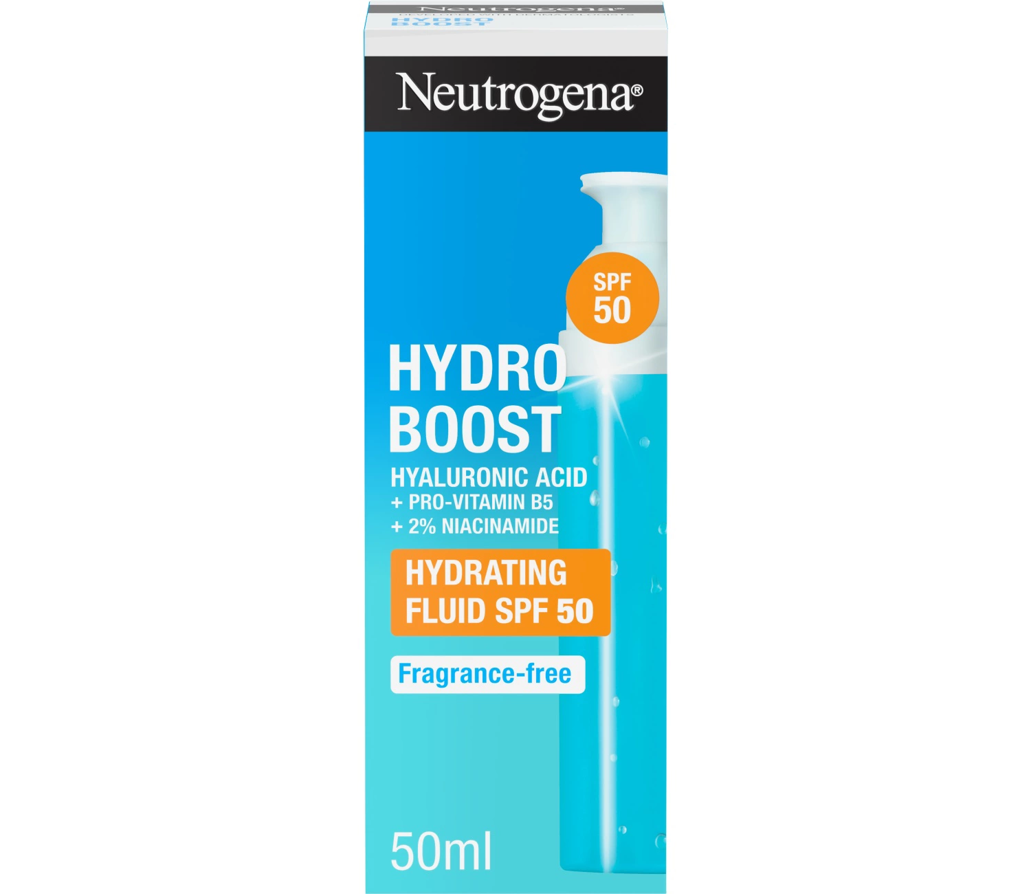 Neutrogena Hydro Boost Hydrating Fluid SPF50 Moisturiser with Hyaluronic Acid & Pro-Vitamin B5 & Niacinamide 50ml