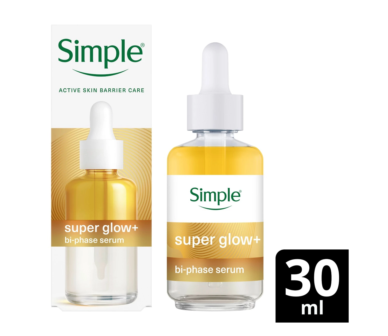 Simple Super Glow Bi Phase Face Serum for Even Toned Glowing Skin 30ml